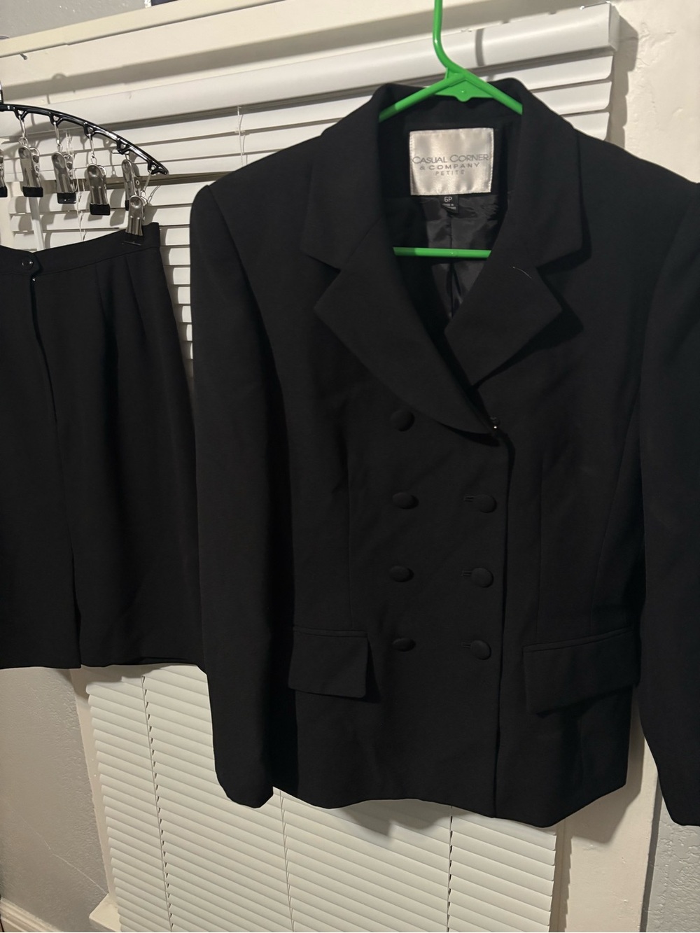 Casual Corner Women's Black Double-Blazer and pencil skirt set